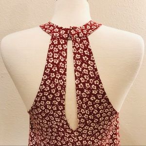 COPE URBAN OUTFITTER Red Halter Floral Mini Dress